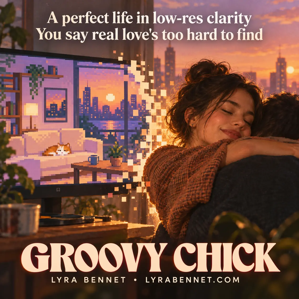 Groovy Chick lyric art by Lyra Bennet: A perfect life in low-res clarity, You say real love's too hard to find