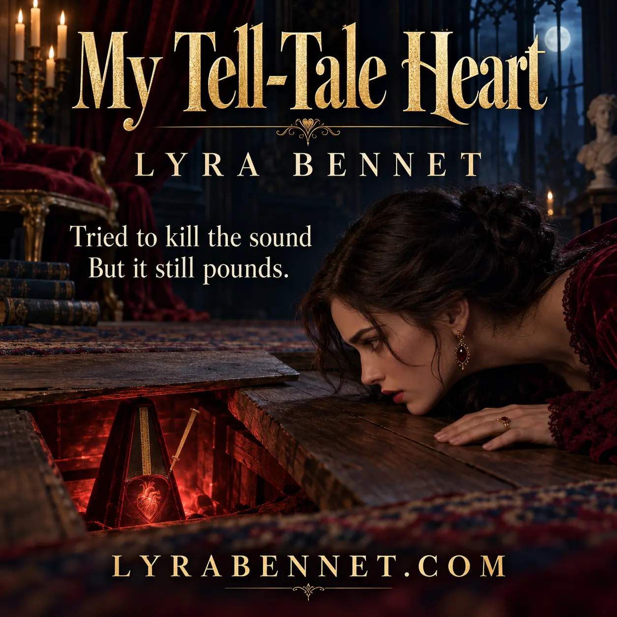 My Tell-Tale Heart lyric art by Lyra Bennet: Tried to kill the sound, But it still pounds