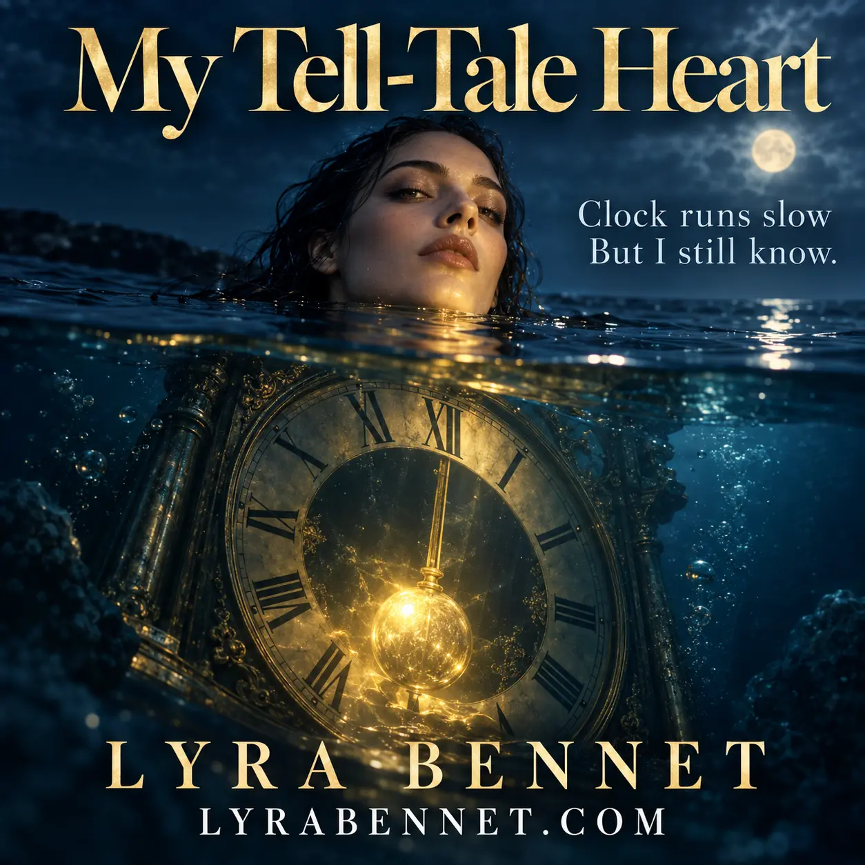 My Tell-Tale Heart lyric art by Lyra Bennet: Clock runs slow, But I still know